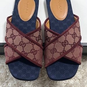 New Authentic GUCCI Senior GG Canvas Slide Sandal